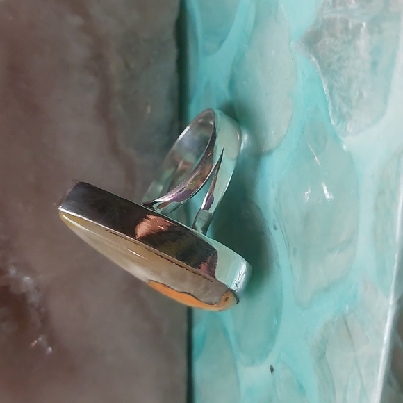 Bumblebee Jasper Teardrop Shaped Ring Size 8.75 - Picture 6 of 7